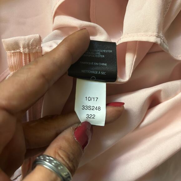 136. Sam Edelman Dress SZ 10 Pink Black Floral V-Neck Bishop Boho Romantic Flowy - Picture 12 of 12